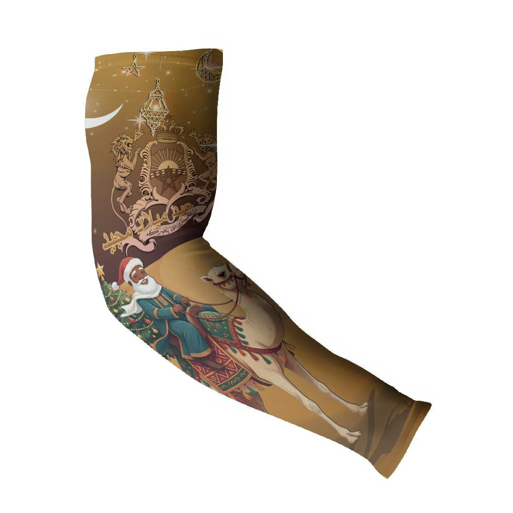 Morocco Christmas in Sahara Arm Sleeves Black Santa Riding Camel