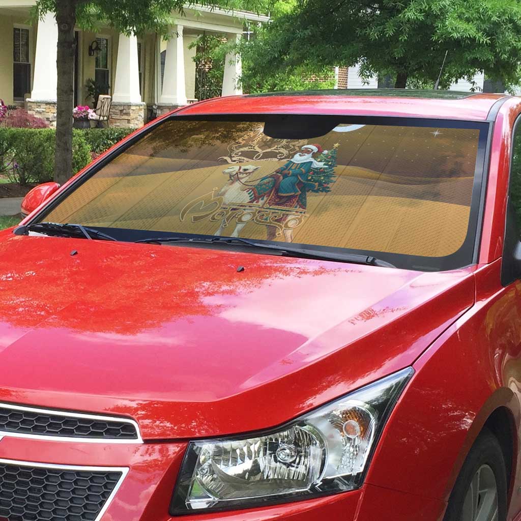 Morocco Christmas in Sahara Auto Sun Shade Black Santa Riding Camel