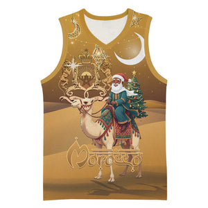 Afro Christmas in Sahara Morocco Basketball Jersey Black Santa Riding Camel LT15