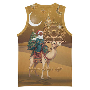 Afro Christmas in Sahara Morocco Basketball Jersey Black Santa Riding Camel LT15