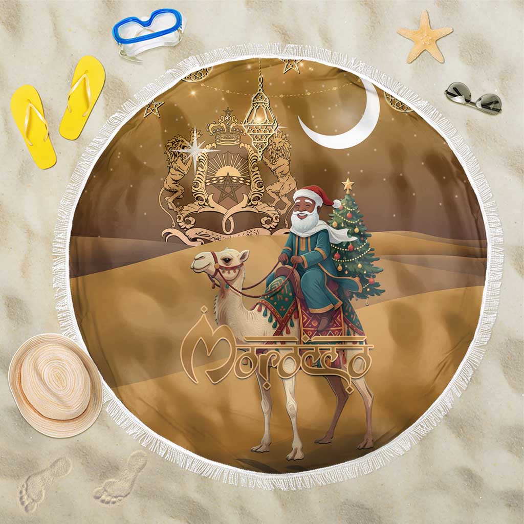 Afro Christmas in Sahara Morocco Beach Blanket Black Santa Riding Camel - African Pride