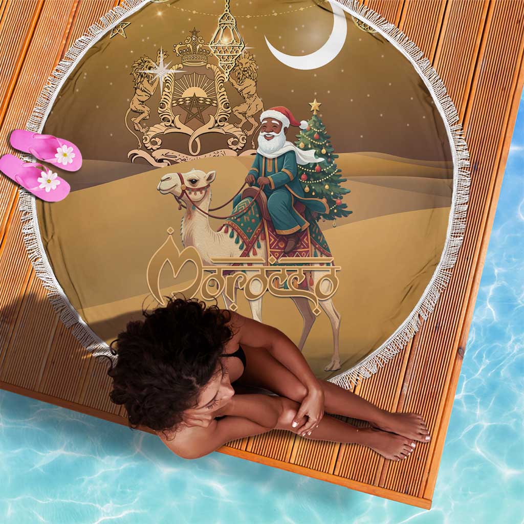 Afro Christmas in Sahara Morocco Beach Blanket Black Santa Riding Camel - African Pride