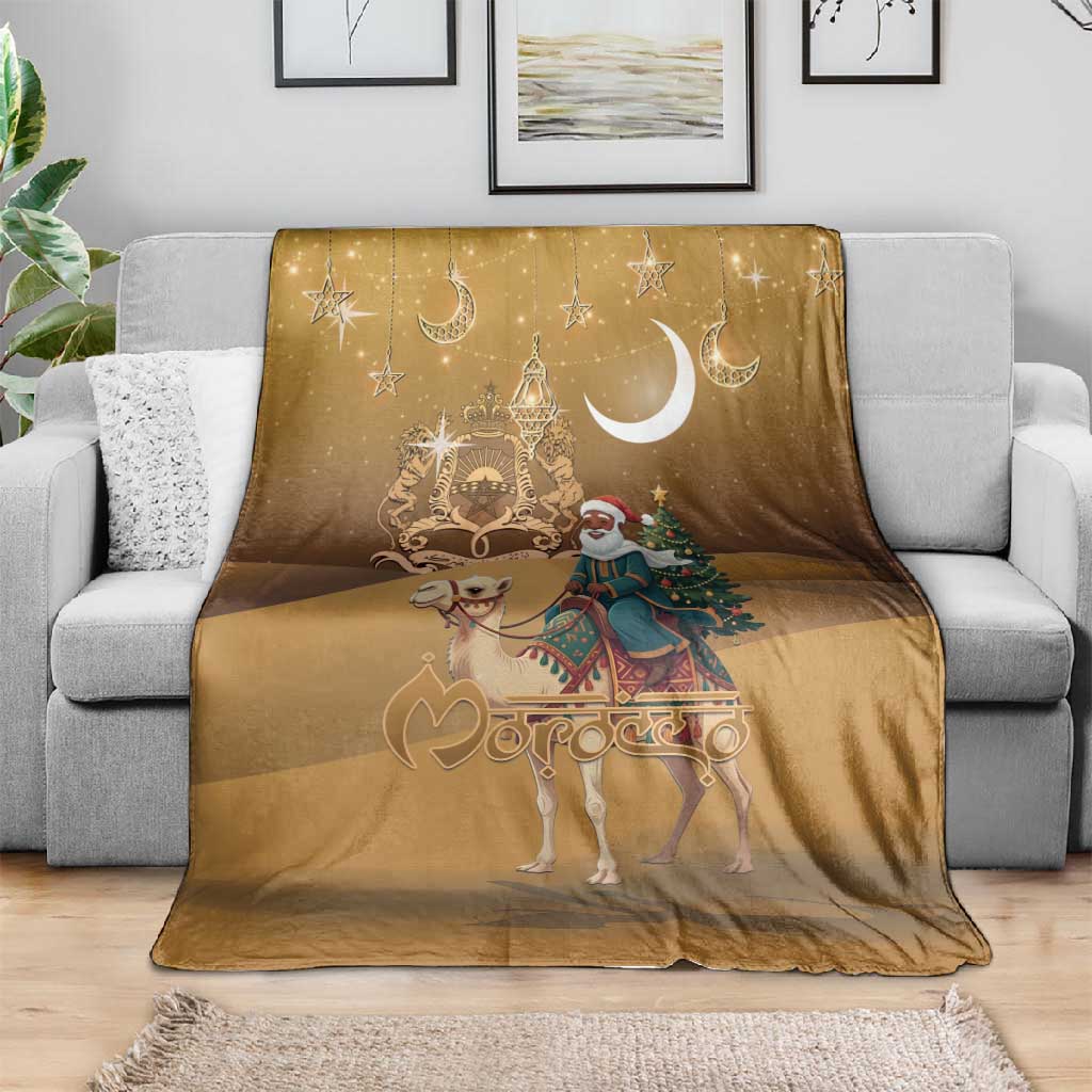 Afro Christmas in Sahara Morocco Blanket Black Santa Riding Camel - African Pride