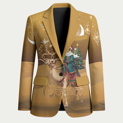 Morocco Christmas in Sahara Blazer Black Santa Riding Camel