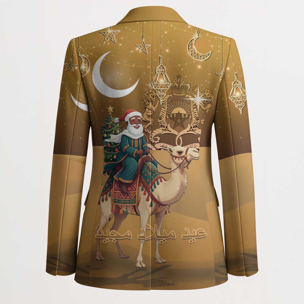 Morocco Christmas in Sahara Blazer Black Santa Riding Camel