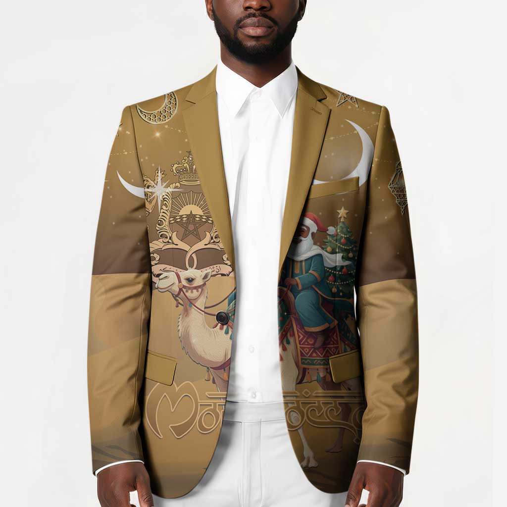 Morocco Christmas in Sahara Blazer Black Santa Riding Camel