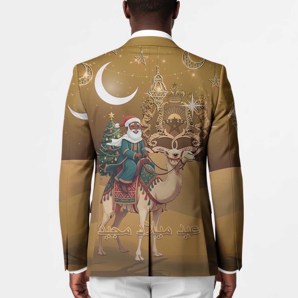Morocco Christmas in Sahara Blazer Black Santa Riding Camel