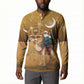 Morocco Christmas in Sahara Button Sweatshirt Black Santa Riding Camel