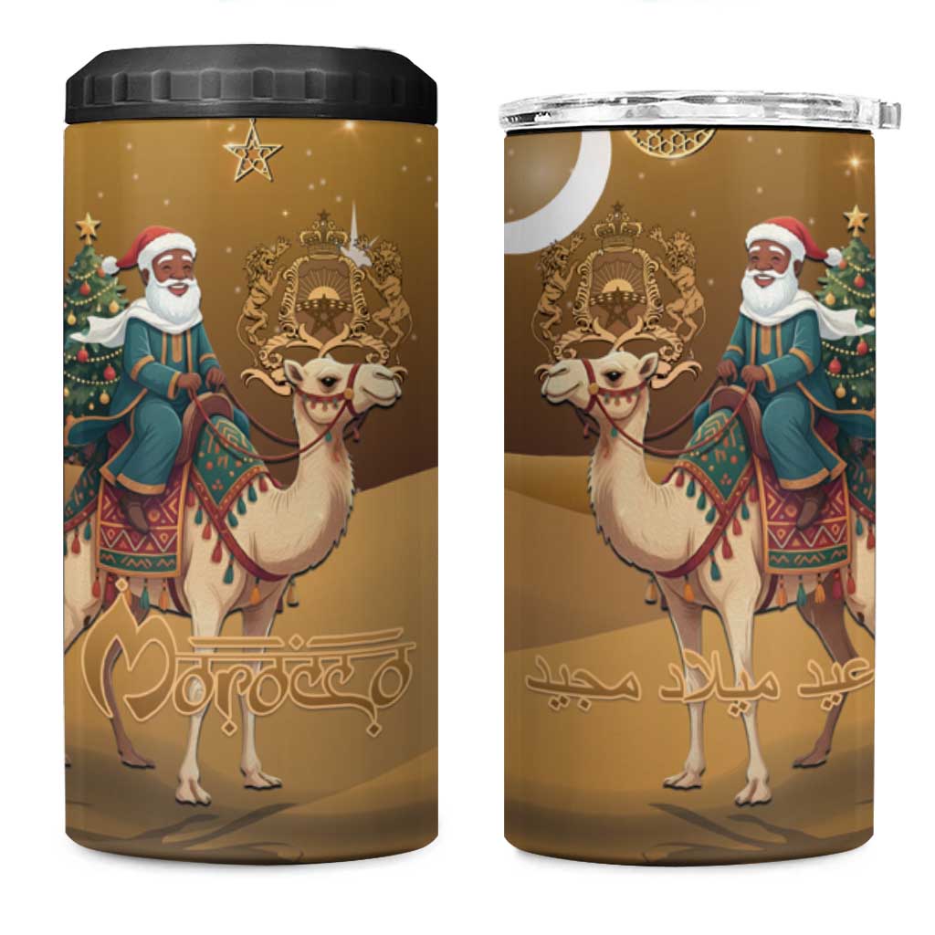 Afro Christmas in Sahara Morocco 4 in 1 Can Cooler Tumbler Black Santa Riding Camel - African Pride