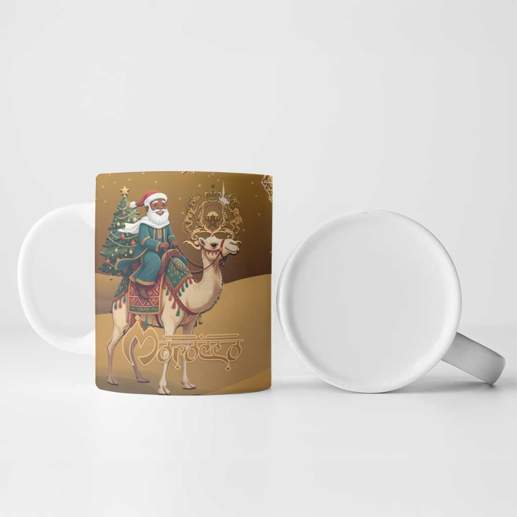 Morocco Christmas in Sahara Ceramic Mug Black Santa Riding Camel