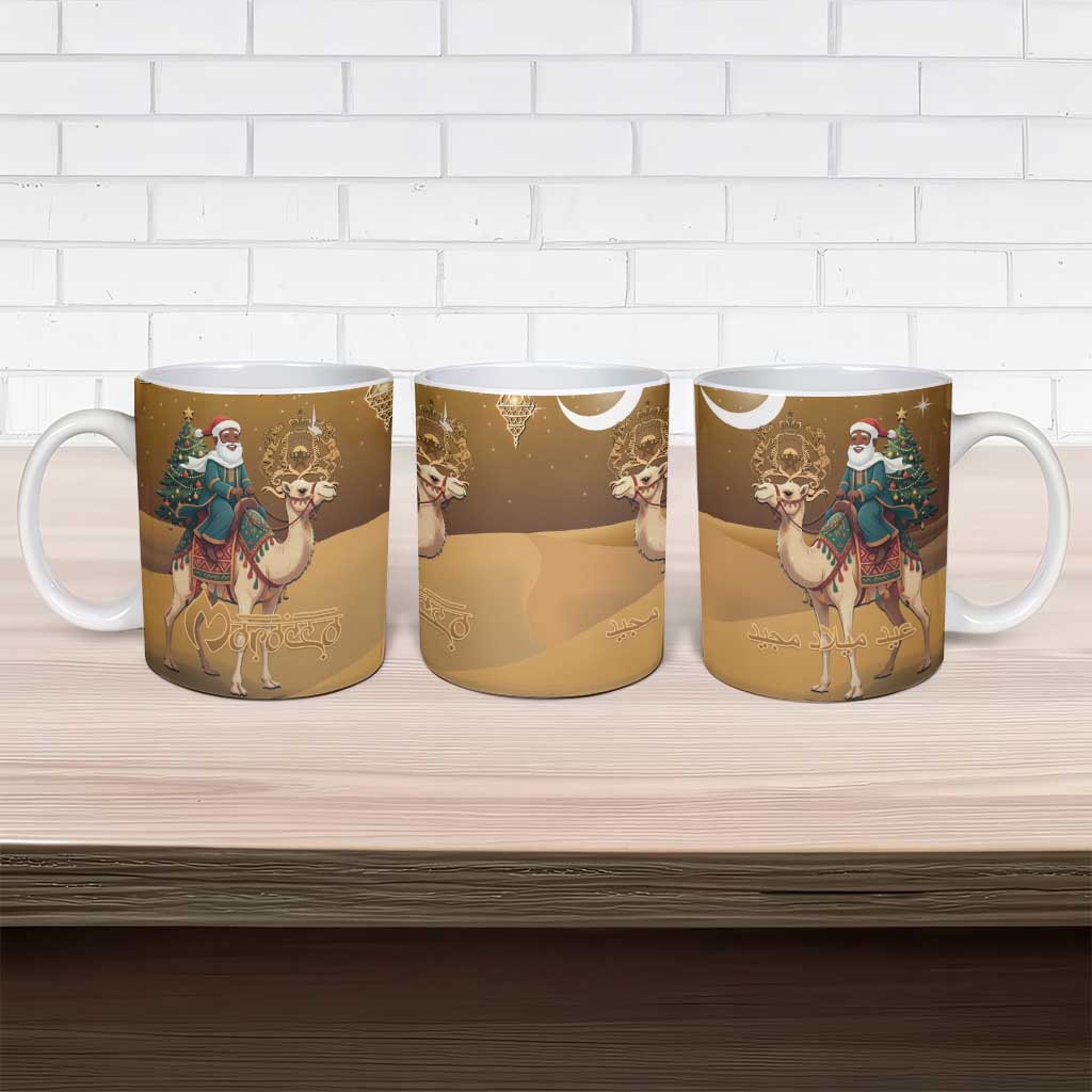 Morocco Christmas in Sahara Ceramic Mug Black Santa Riding Camel