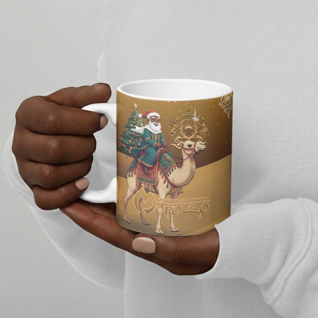 Morocco Christmas in Sahara Ceramic Mug Black Santa Riding Camel