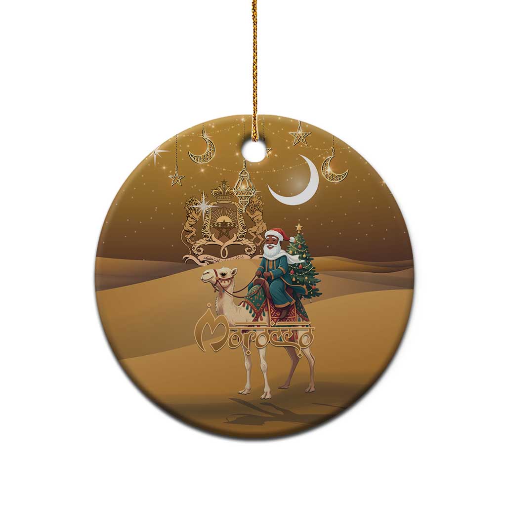 Afro Christmas in Sahara Morocco Ceramic Ornament Black Santa Riding Camel - African Pride