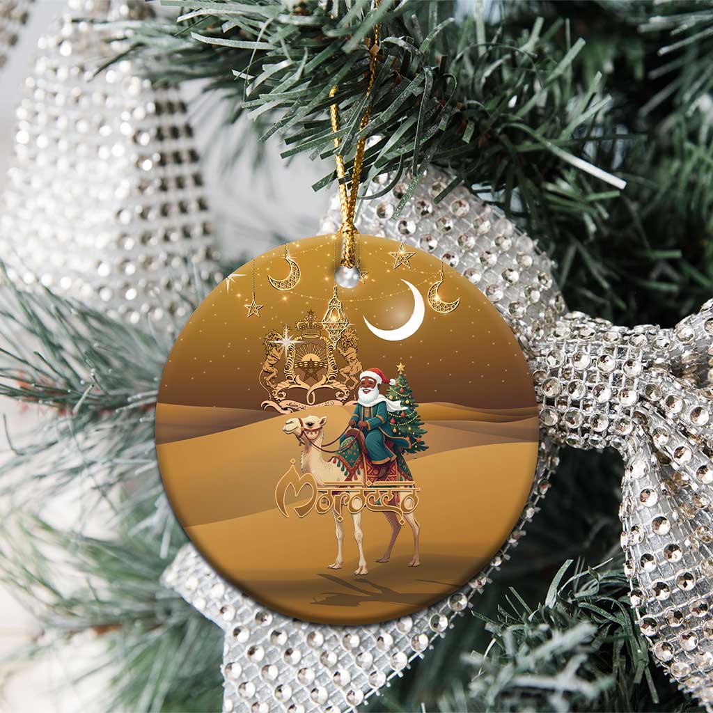 Afro Christmas in Sahara Morocco Ceramic Ornament Black Santa Riding Camel - African Pride