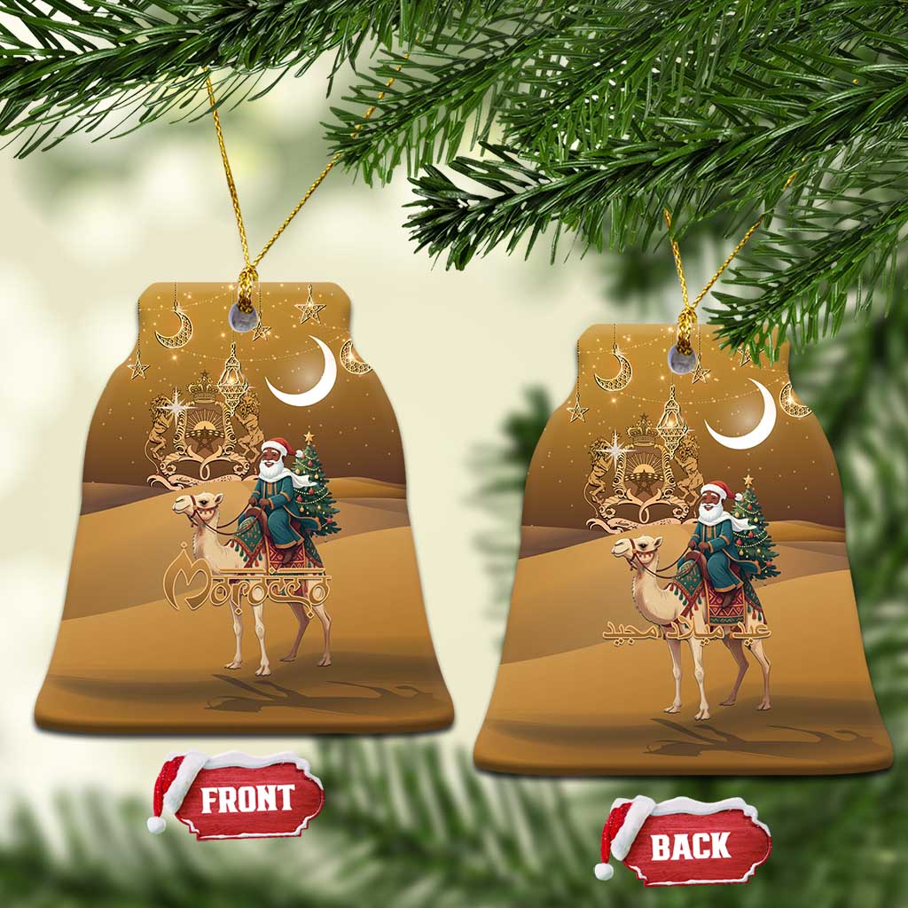 Afro Christmas in Sahara Morocco Ceramic Ornament Black Santa Riding Camel - African Pride