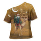 Morocco Christmas in Sahara Cross Shoulder Shirt Black Santa Riding Camel