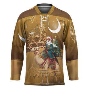 Morocco Christmas in Sahara Hockey Jersey Black Santa Riding Camel