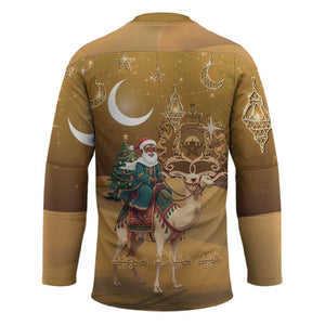 Morocco Christmas in Sahara Hockey Jersey Black Santa Riding Camel