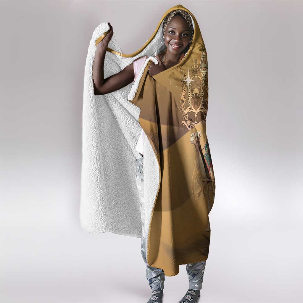 Afro Christmas in Sahara Morocco Hooded Blanket Black Santa Riding Camel - African Pride
