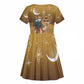 Afro Christmas in Sahara Morocco Kid Short Sleeve Dress Black Santa Riding Camel - African Pride