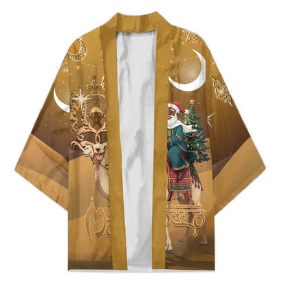 Morocco Christmas in Sahara Kimono Black Santa Riding Camel