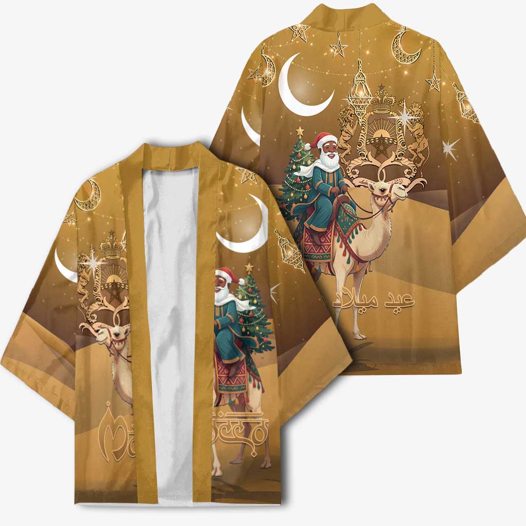 Morocco Christmas in Sahara Kimono Black Santa Riding Camel