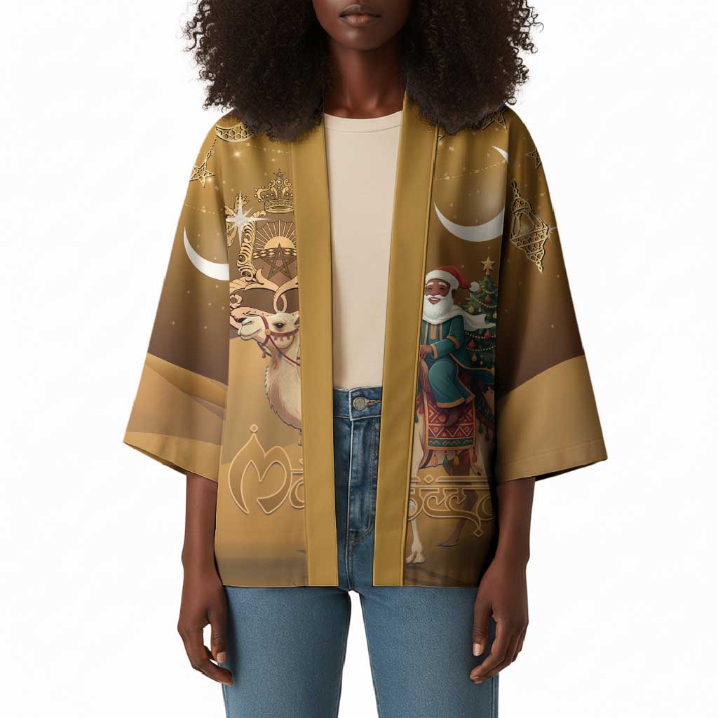 Morocco Christmas in Sahara Kimono Black Santa Riding Camel