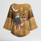 Morocco Christmas in Sahara Kimono Sleeve Blouse Black Santa Riding Camel
