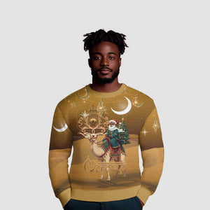 Afro Christmas in Sahara Morocco Ugly Christmas Sweater Black Santa Riding Camel - African Pride