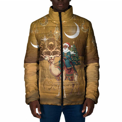 Morocco Christmas in Sahara Padded Jacket Black Santa Riding Camel