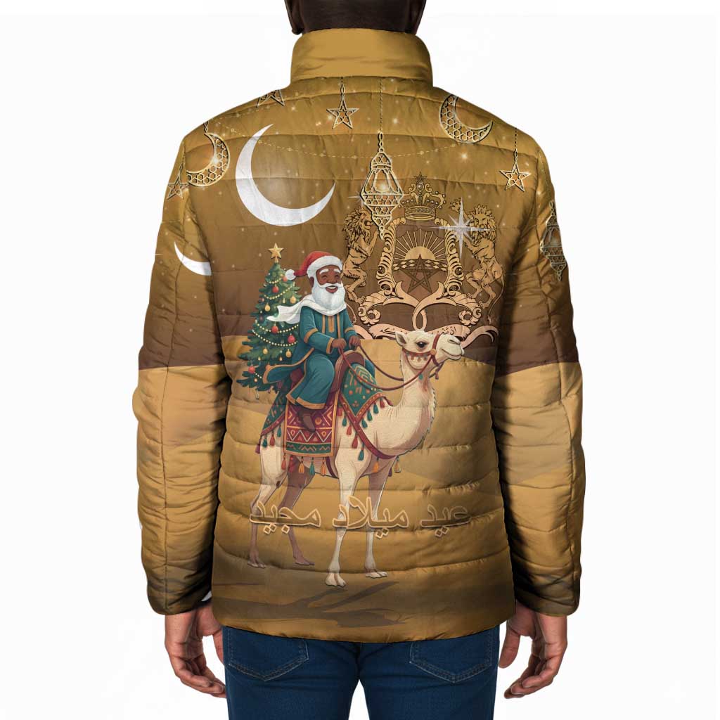 Morocco Christmas in Sahara Padded Jacket Black Santa Riding Camel