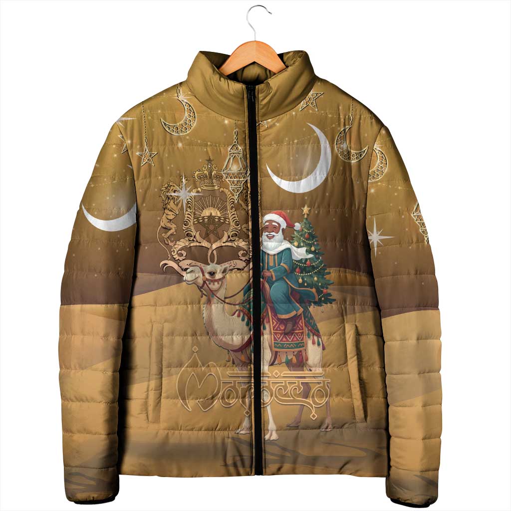 Morocco Christmas in Sahara Padded Jacket Black Santa Riding Camel