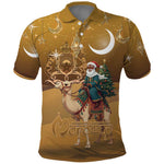 Afro Christmas in Sahara Morocco Polo Shirt Black Santa Riding Camel - African Pride