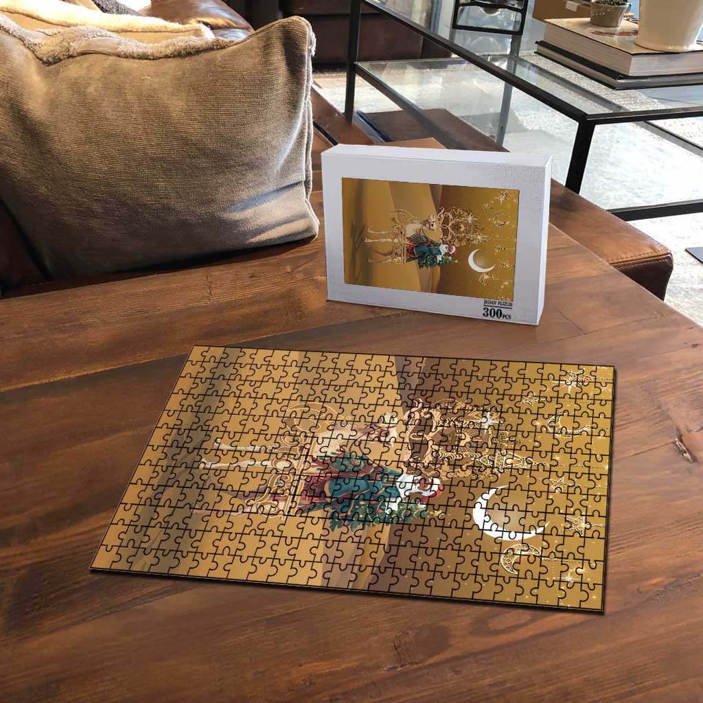Morocco Christmas in Sahara Puzzle Black Santa Riding Camel