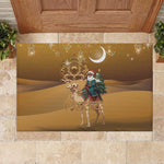 Afro Christmas in Sahara Morocco Rubber Doormat Black Santa Riding Camel - African Pride
