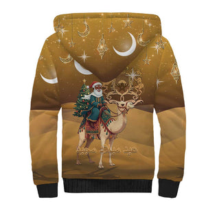 Afro Christmas in Sahara Morocco Sherpa Hoodie Black Santa Riding Camel - African Pride