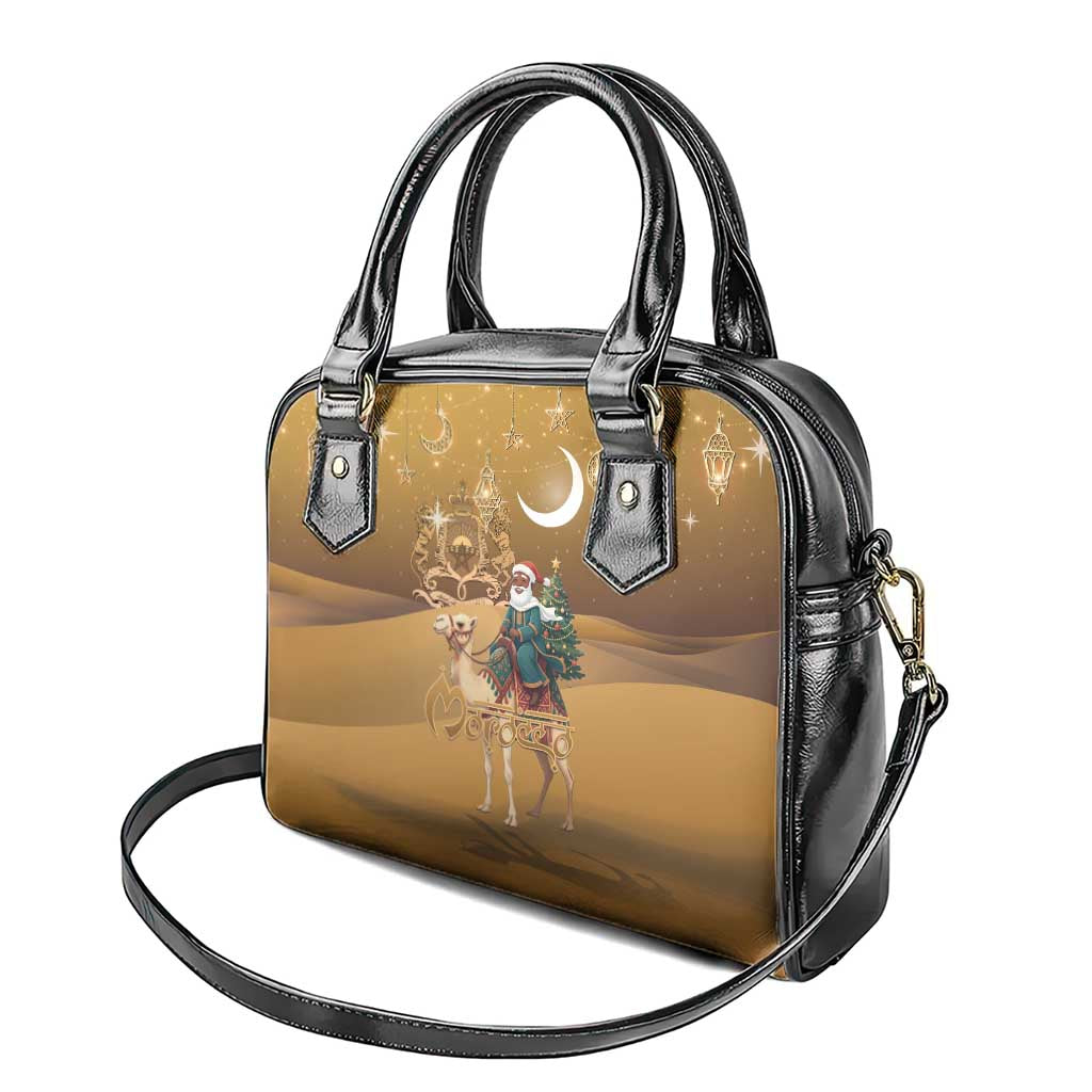 Afro Christmas in Sahara Morocco Shoulder Handbag Black Santa Riding Camel - African Pride