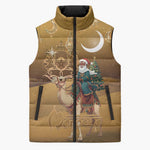 Morocco Christmas in Sahara Sleeveless Puffer Jacket Black Santa Riding Camel