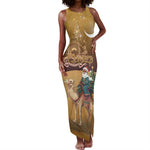 Afro Christmas in Sahara Morocco Tank Maxi Dress Black Santa Riding Camel - African Pride