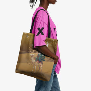 Morocco Christmas in Sahara Tote Bag Black Santa Riding Camel