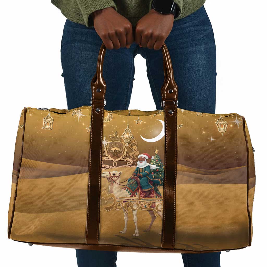 Morocco Christmas in Sahara Travel Bag Black Santa Riding Camel