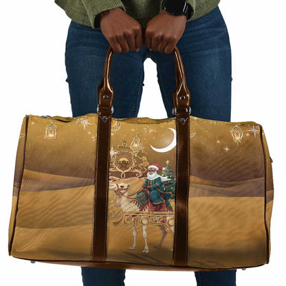 Morocco Christmas in Sahara Travel Bag Black Santa Riding Camel