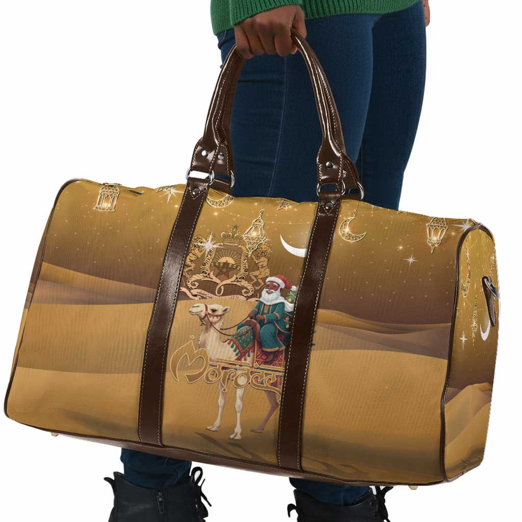 Morocco Christmas in Sahara Travel Bag Black Santa Riding Camel