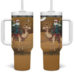 Afro Christmas in Sahara Morocco Tumbler With Handle Black Santa Riding Camel - African Pride