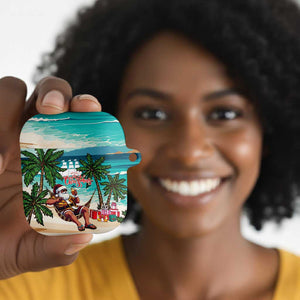 Liberia Christmas AirPods Case Santa Chill on Tropical Beach
