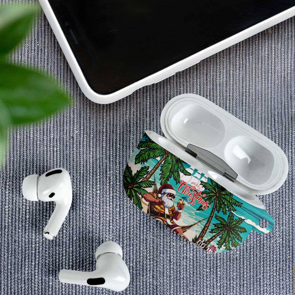 Liberia Christmas AirPods Case Santa Chill on Tropical Beach