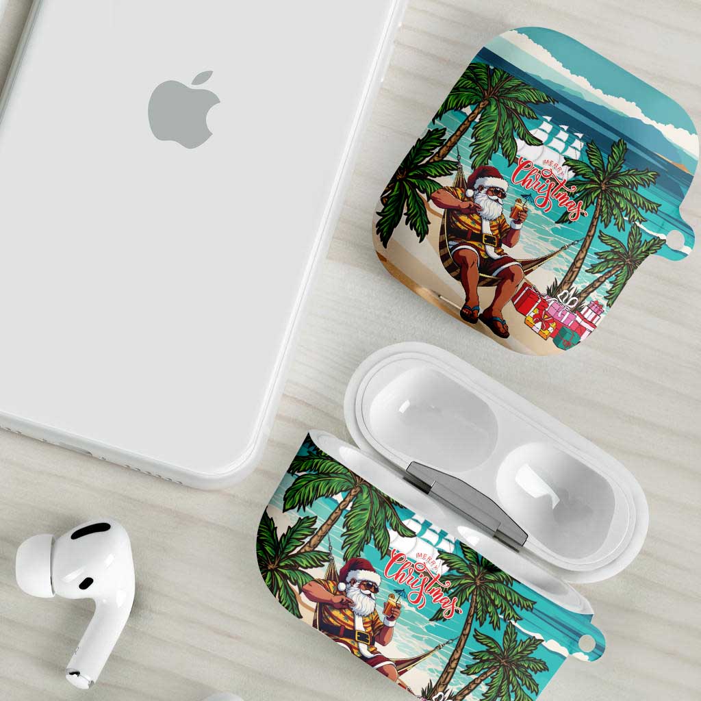 Liberia Christmas AirPods Case Santa Chill on Tropical Beach