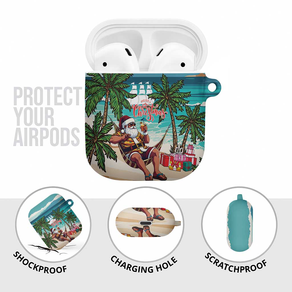 Liberia Christmas AirPods Case Santa Chill on Tropical Beach