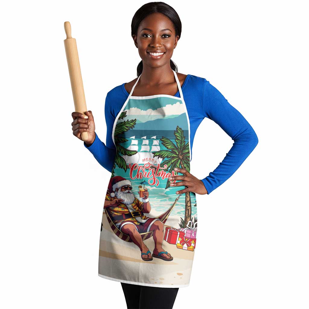 Liberia Christmas Apron Santa Chill on Tropical Beach