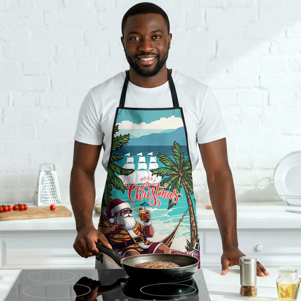 Liberia Christmas Apron Santa Chill on Tropical Beach